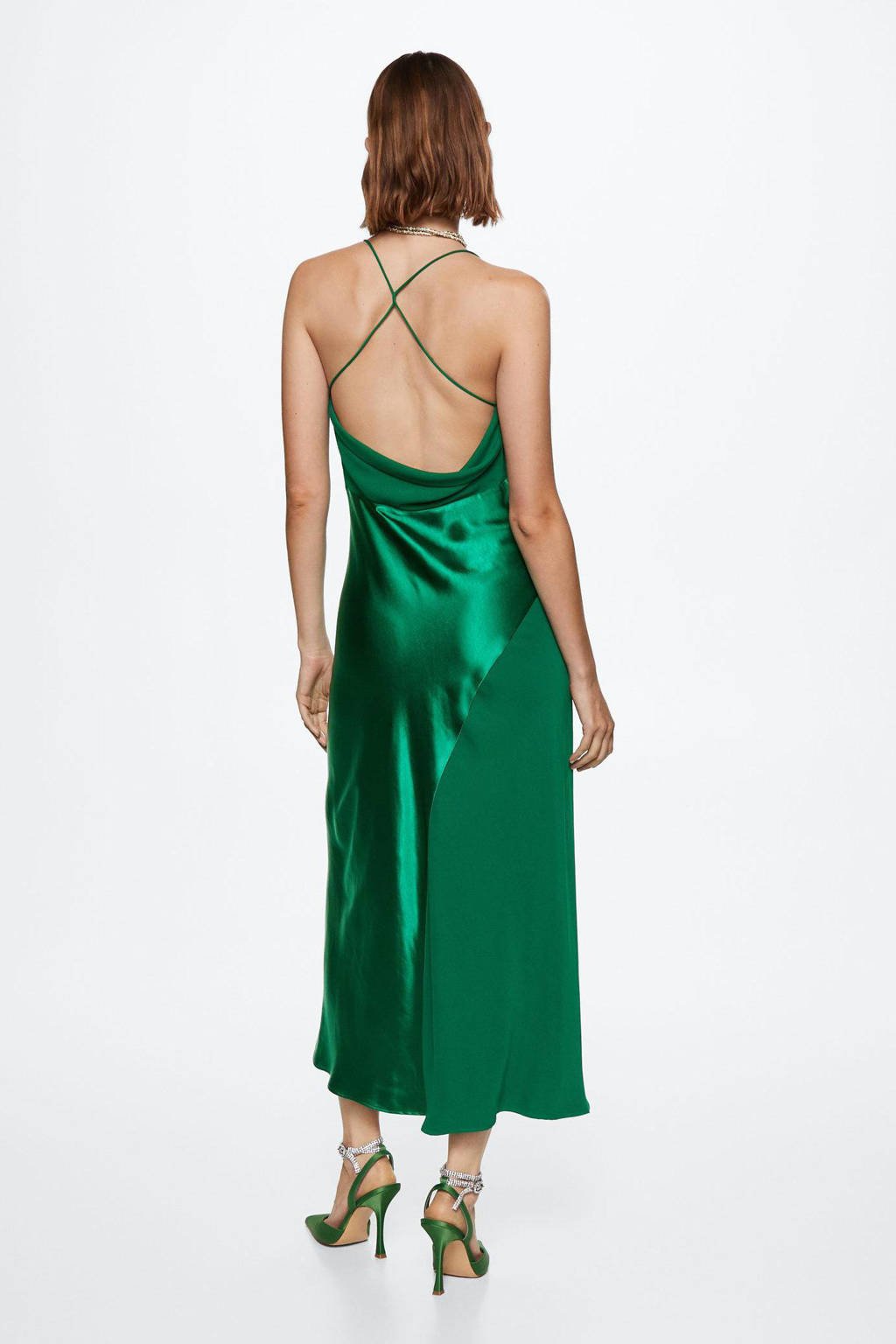 Satijnen Jurk Kleding Met Open Rug Mango Satijnen Jurk Met Open