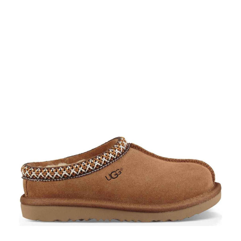 Bruine jongens en meisjes UGG Tasman II suède pantoffels chesnut