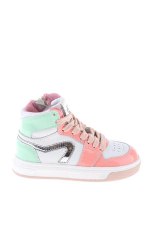   leren sneakers roze/mintgroen
