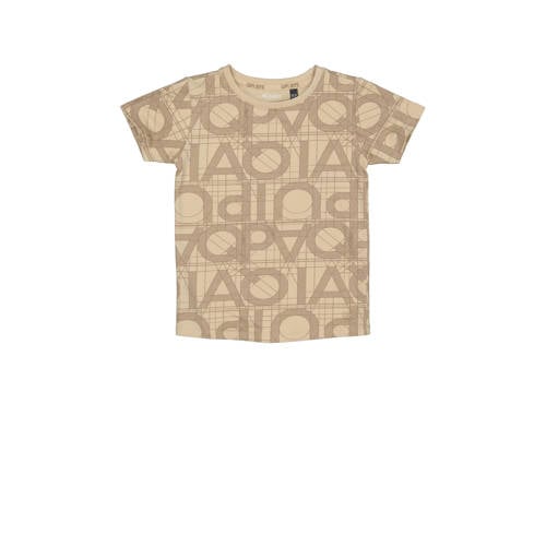 Quapi T-shirt met all over print bruin/ecru