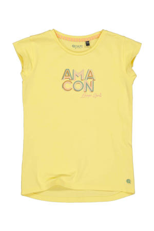 T-shirt QTECILIA met tekst geel