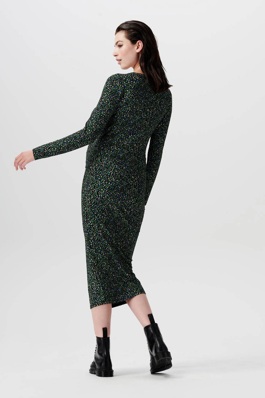 Supermom zwangerschapsjurk Enfield met all over print zwart/groen