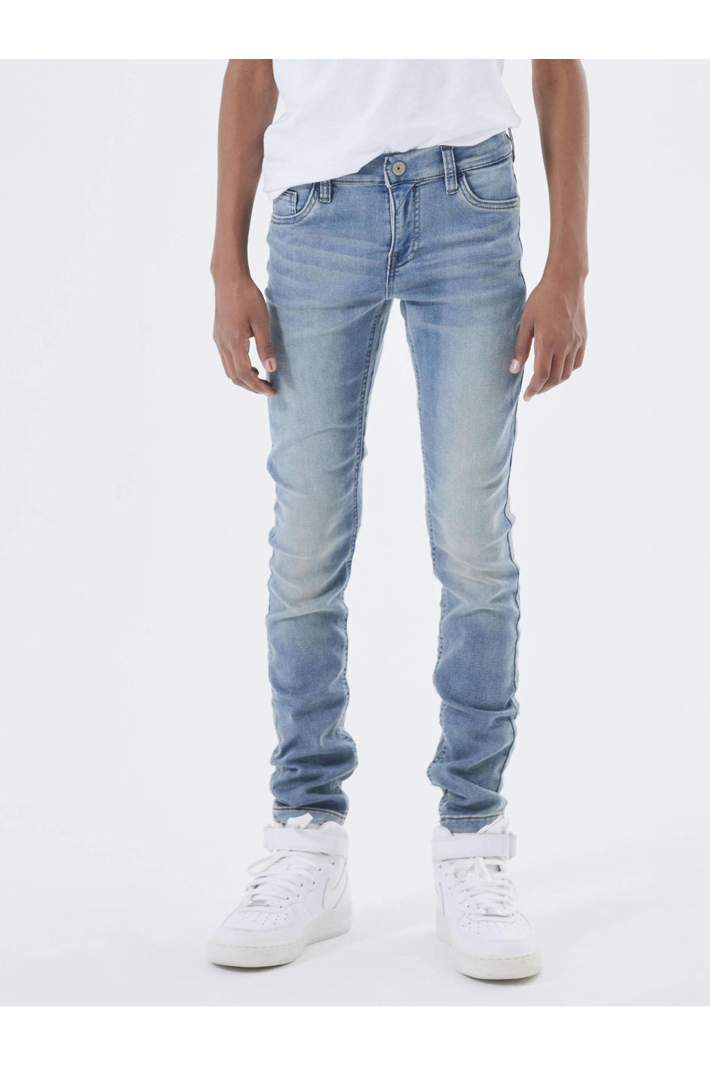 NAME IT KIDS slim fit jeans NKMTHEO light blue bleached denim
