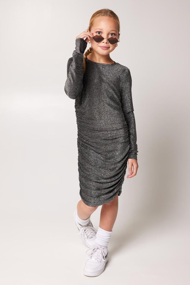 Verstrikking Smerig kabel CoolCat Junior jurk Djuna CG met glitters gunmetal | wehkamp