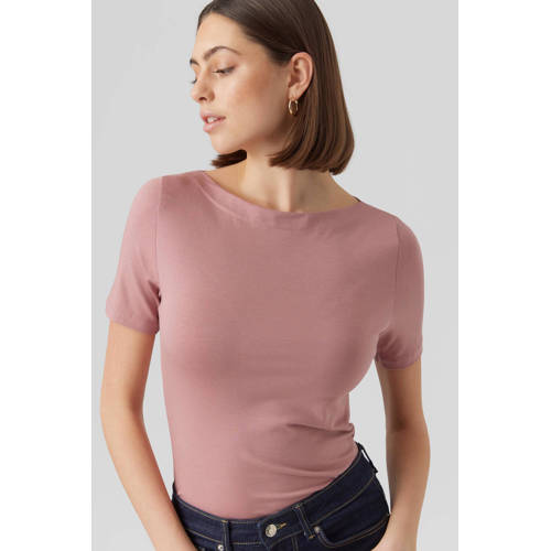 VERO MODA top VMPANDA met katoen oudroze afbeelding