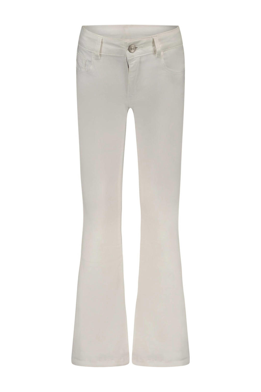 Witte meisjes Moodstreet flared jeans van stretchdenim met regular waist, rits- en haaksluiting en effen
