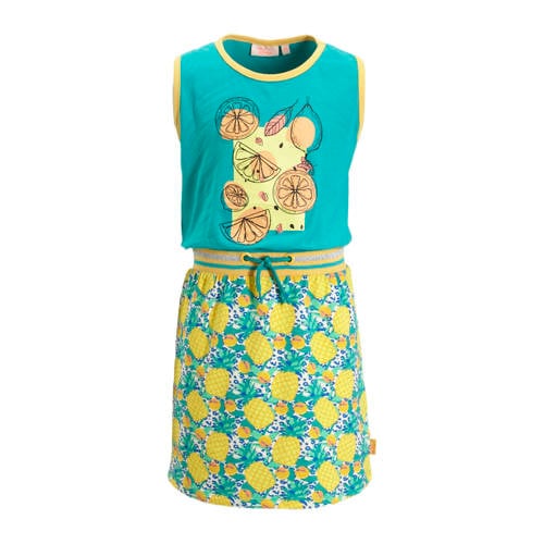 Orange Stars jurk Marietje met all over print turquoise/geel afbeelding