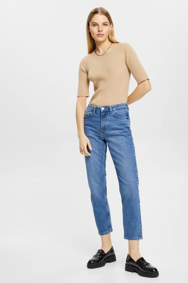 toewijzen silhouet Rechtzetten ESPRIT cropped high waist regular fit jeans medium blue denim | wehkamp