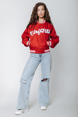 bomberjack zomer Felicia Clrfl Rbl Patch Satin Bomber met logo en patches rood