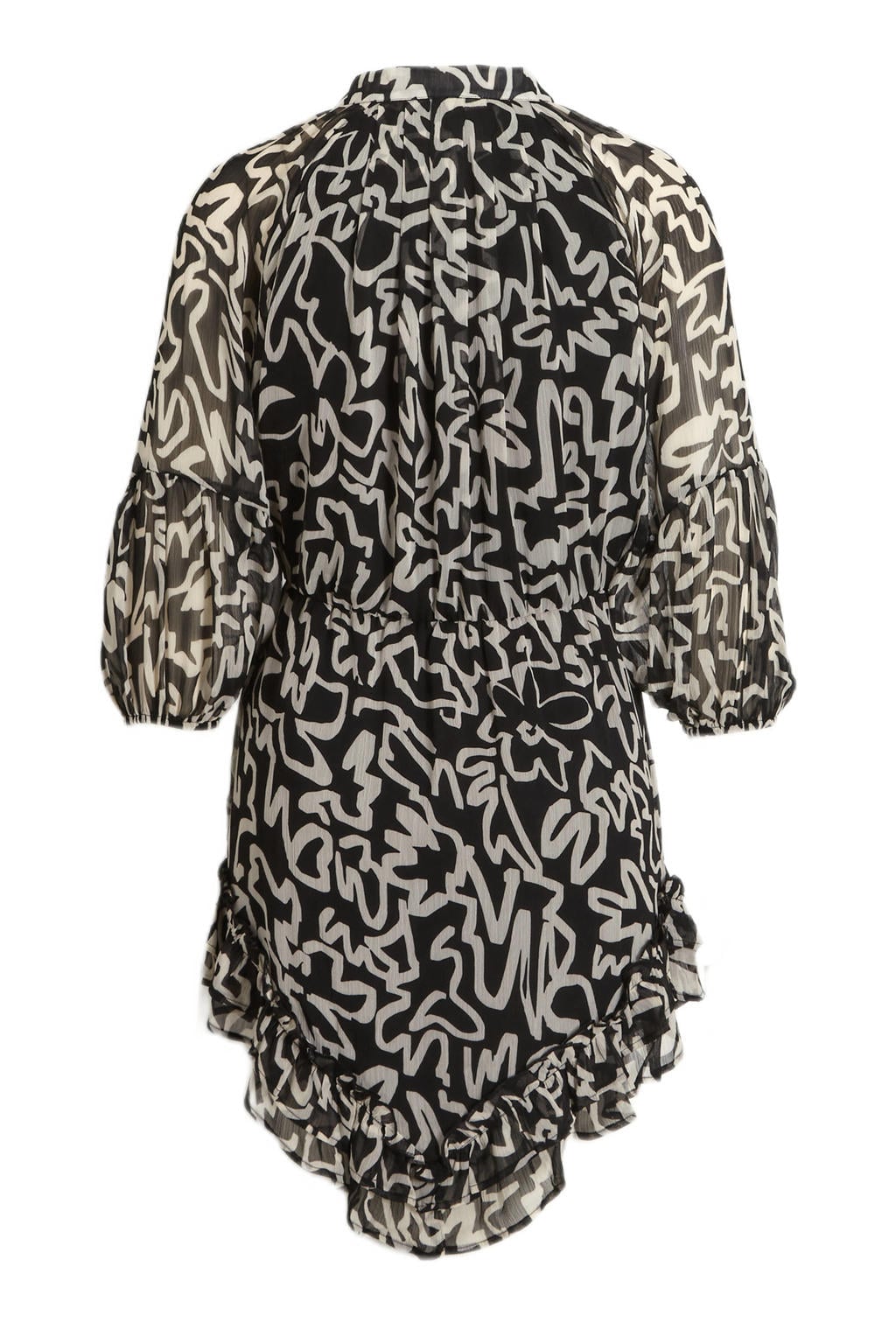 Desigual jurk met ruches zwart/groen Desigual jurk met ruches zwart/groen