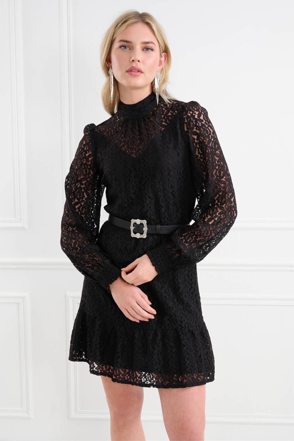 Shoeby Top Zwart Kant Kanten Jurk Shoeby Zwarte Jurk Zwart Jurkje