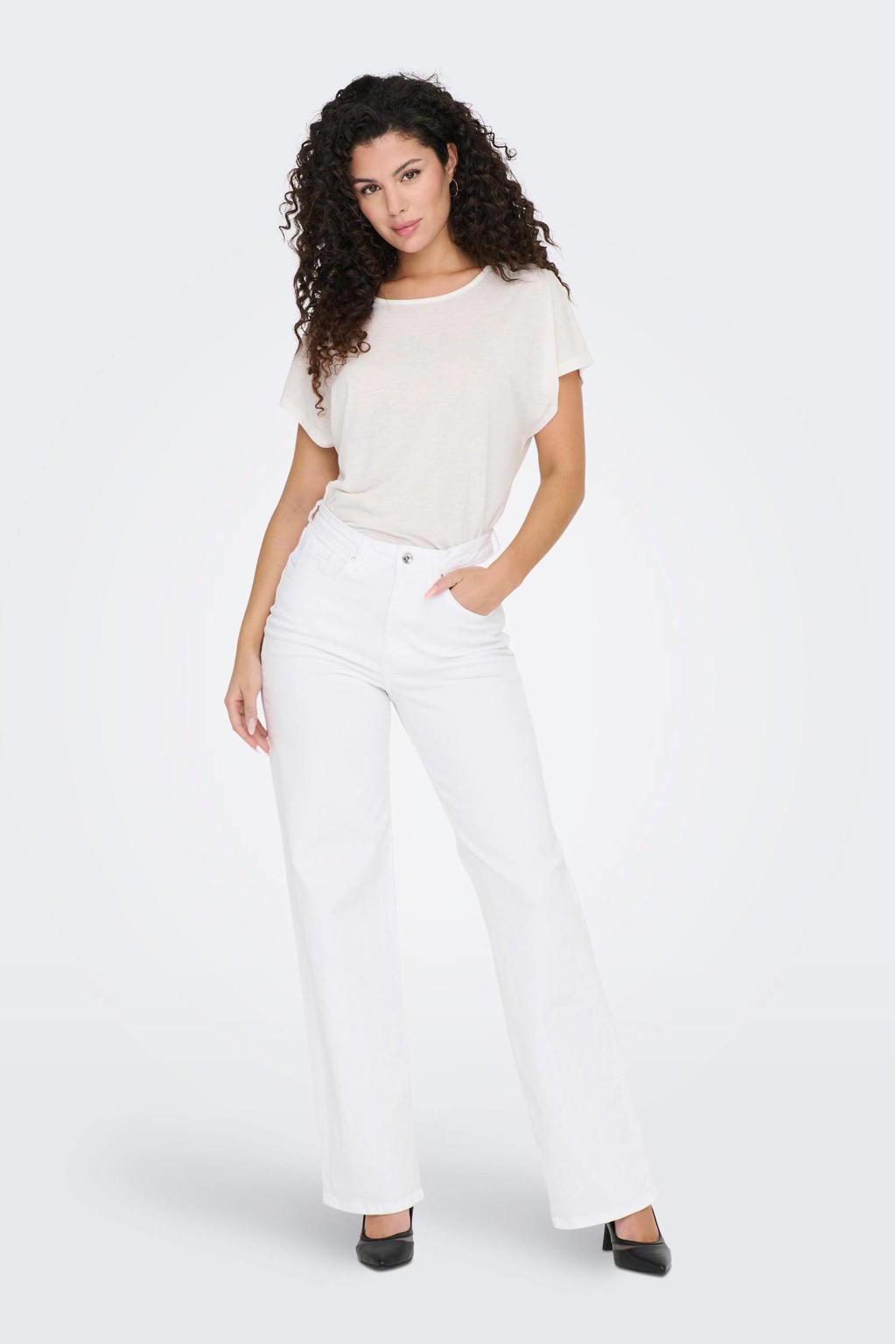 ONLY high waist wide leg jeans ONLJUICY wit