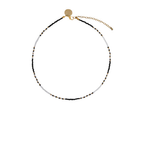 Life of Bulu kralenketting Happy Beads zwart/wit/goudkleurig afbeelding