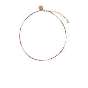 kralenketting Happy Beads wit/fuchsia/oranje