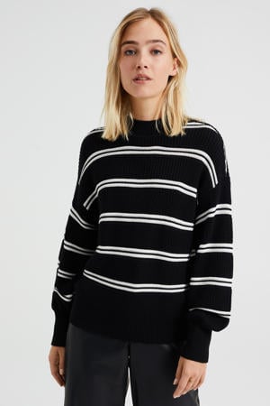 gestreepte gebreide sweater zwart/wit