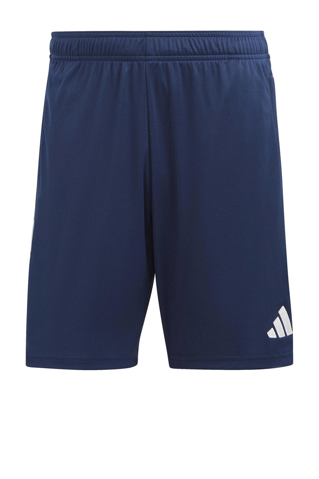 Donkerblauw en witte heren adidas Performance Senior sportshort Tiro 23 van polyester met elastische tailleband met koord
