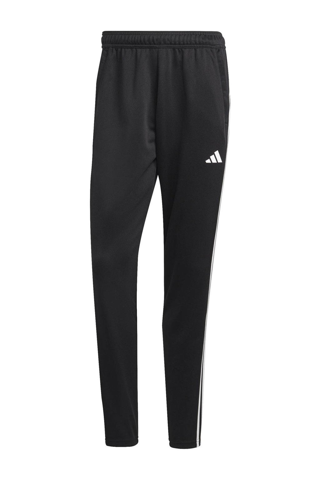 Zwart en witte heren adidas Performance sportbroek van polyester met regular fit
