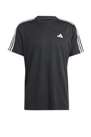 thumbnail: Zwart en witte heren adidas Performance sportshirt van polyester met effen, korte mouwen en ronde hals
