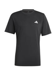thumbnail: Zwarte heren adidas Performance sportshirt van polyester met melée print, korte mouwen en ronde hals