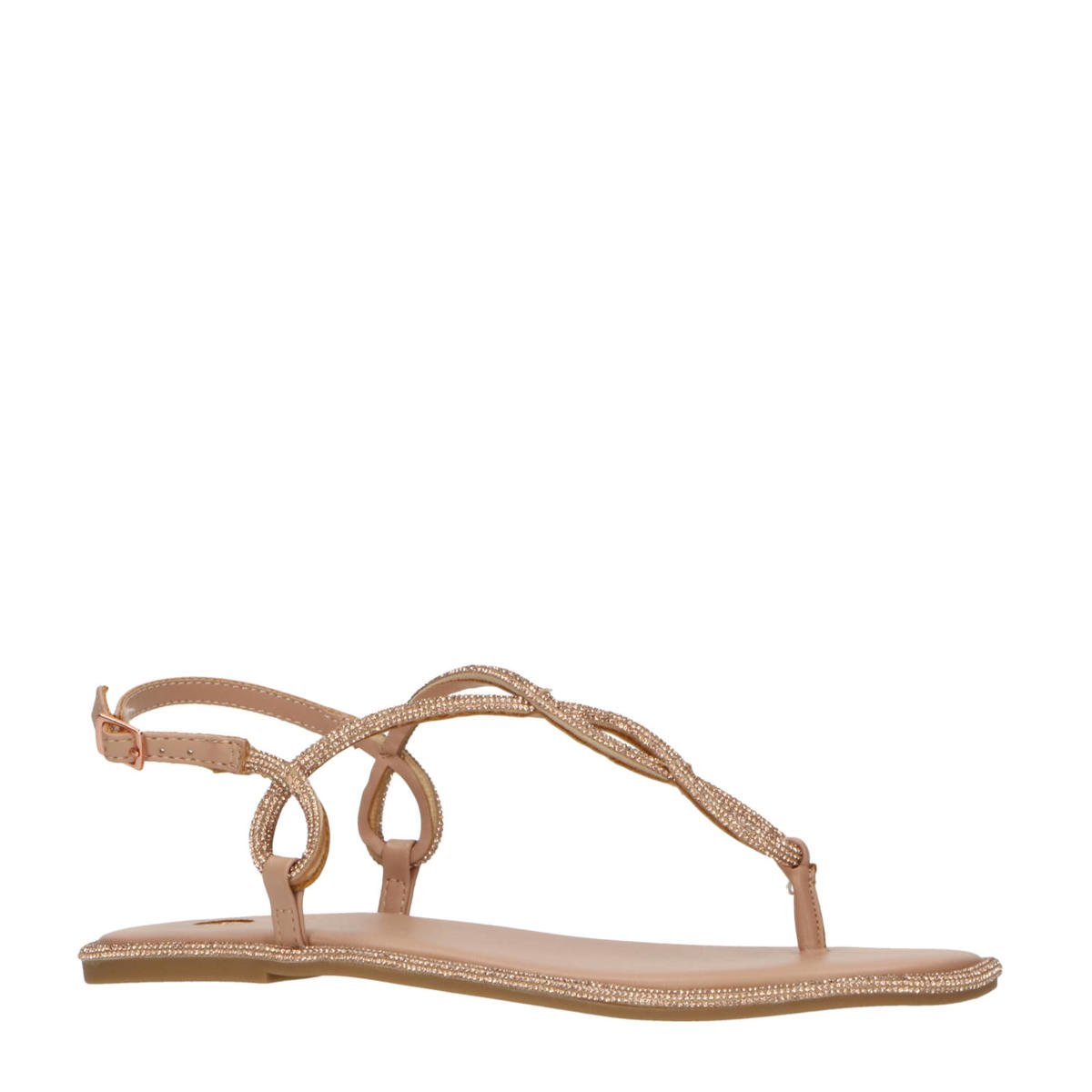 Mijlpaal Manhattan Robijn La Strada sandalen met strass steentjes beige | wehkamp
