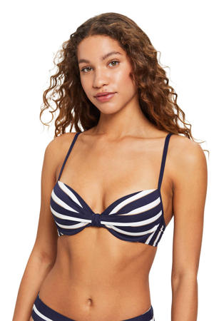 voorgevormde beugel bikinitop donkerblauw/wit