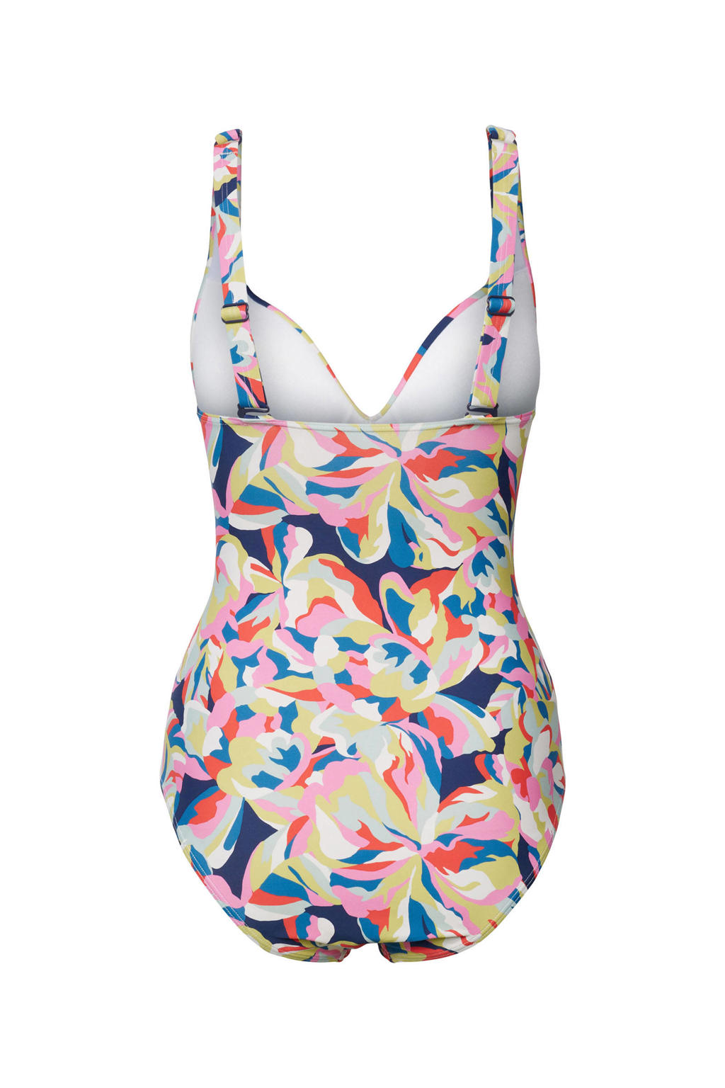 ESPRIT Women Beach badpak blauw/roze/geel wehkamp