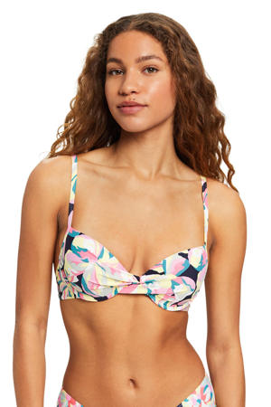 voorgevormde beugel bikinitop blauw/roze/geel