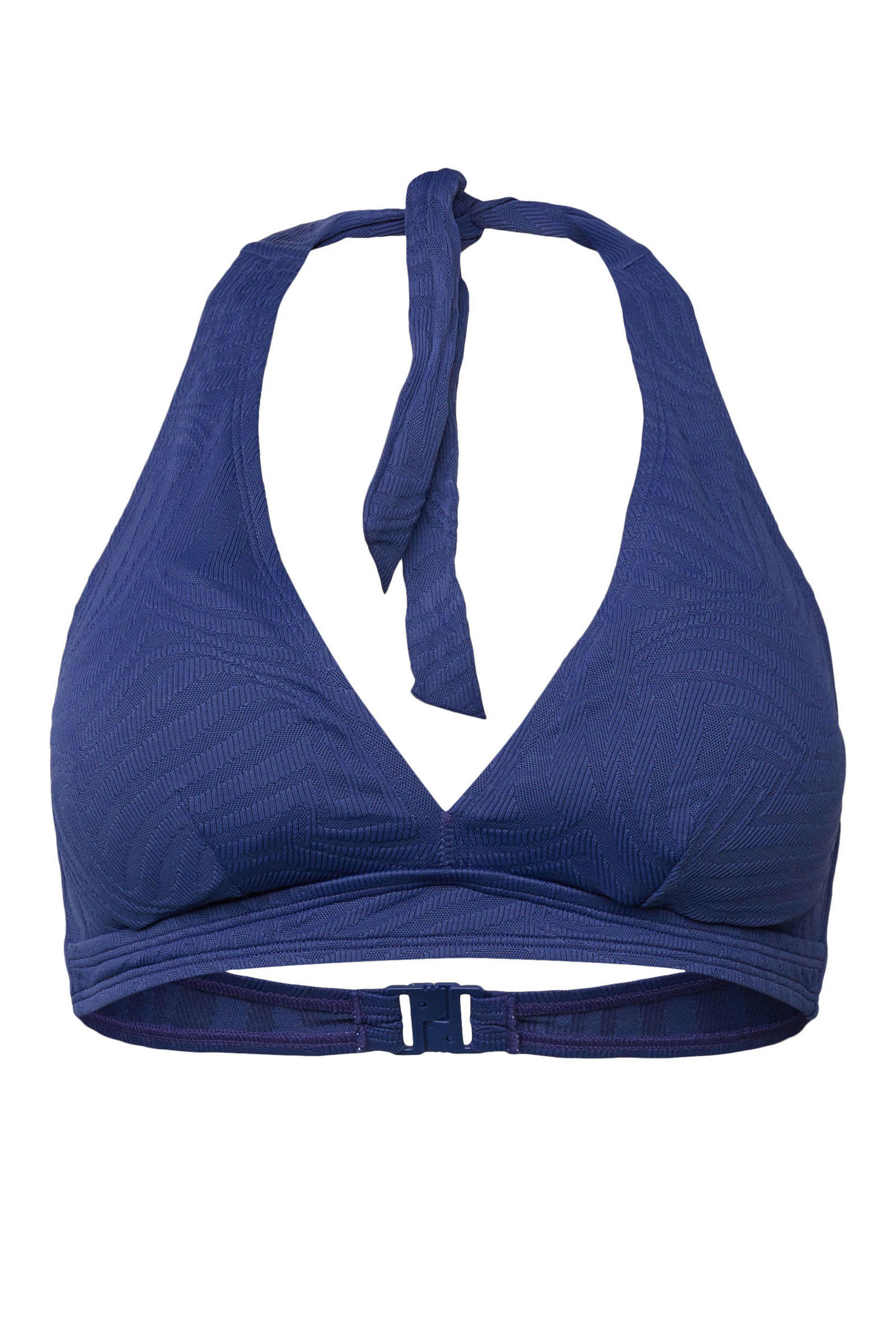 ESPRIT Women Beach halter bikinitop met textuur blauw
