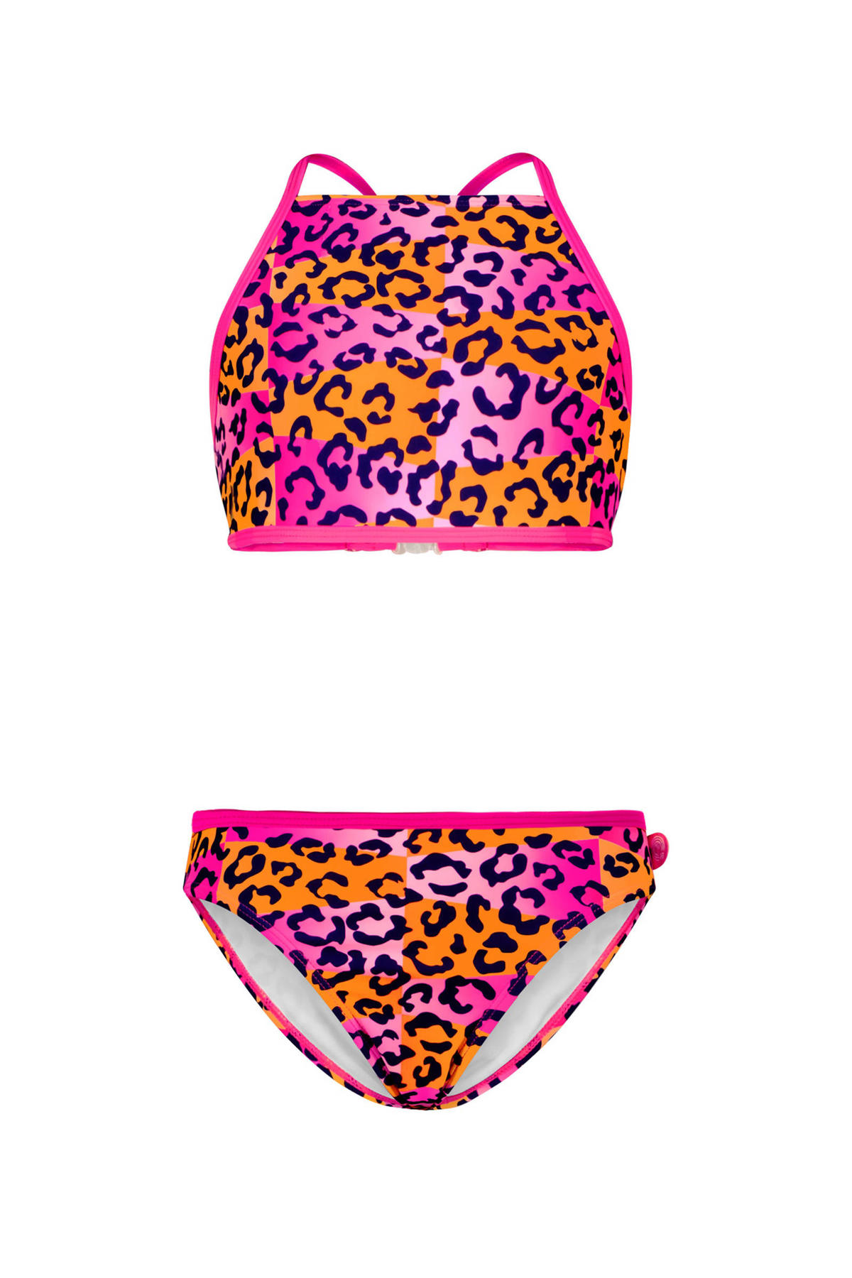 Just Beach crop bikini Blocked Leo fuchsia/oranje wehkamp