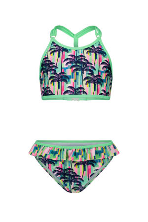 crop bikini Tropical Palms lichtgroen/donkerblauw