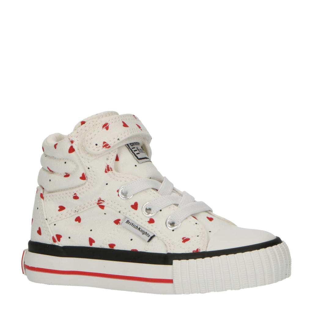 Wit en rode meisjes British Knights Dee sneakers van canvas met veters