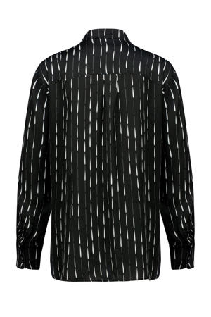 blouse van viscosesatijn zwart