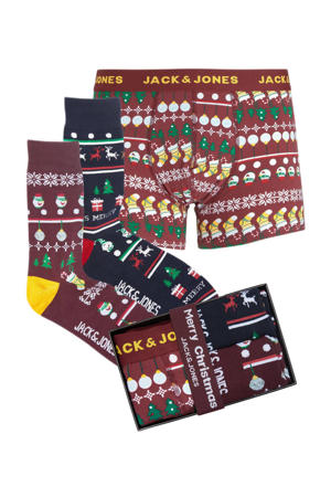 giftbox boxershort + 2 paar sokken JACJINGLE met kerst print