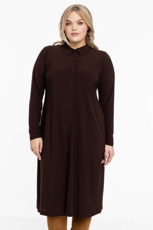 blousejurk van travelstof DOLCE bruin