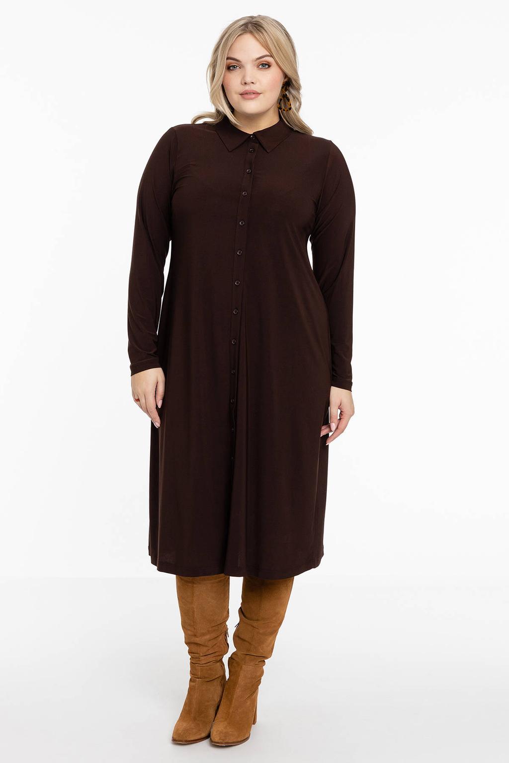YOEK blousejurk van travelstof DOLCE bruin