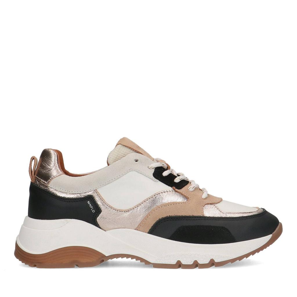 Zwarte dames Manfield suède chunky sneakers met veters