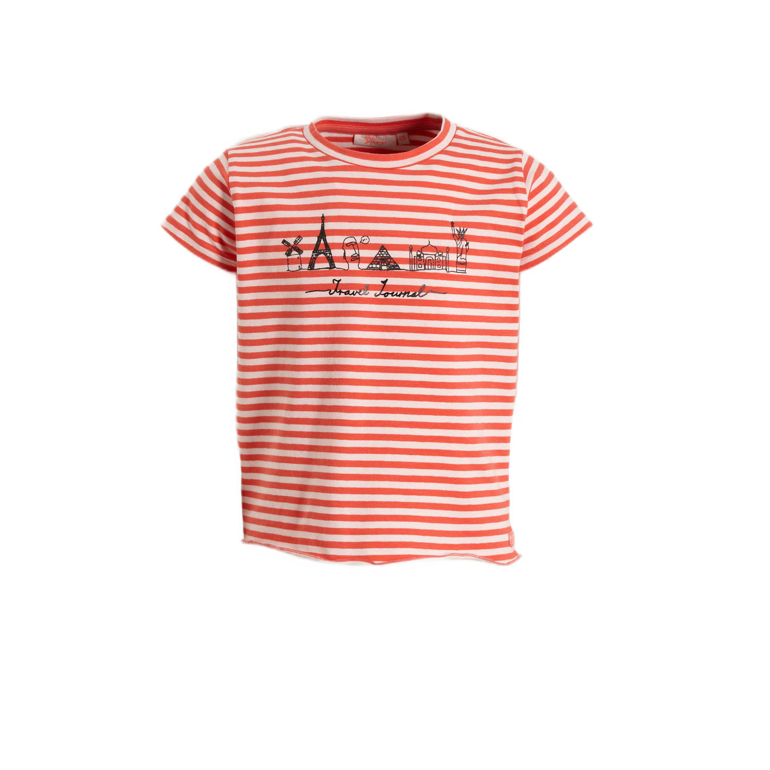 Orange Stars gestreept T-shirt Marjon roze Meisjes Stretchkatoen Ronde hals 104