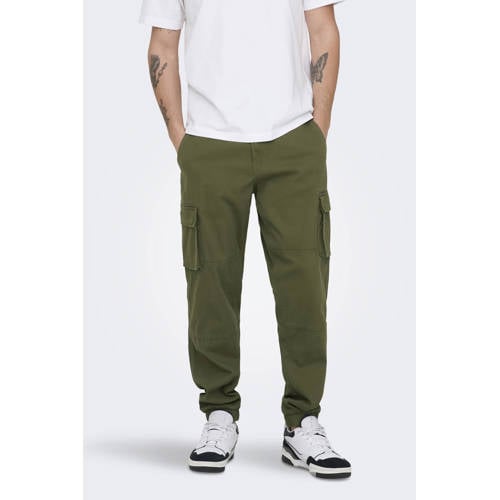 ONLY & SONS tapered fit broek ONSCAM olijfgroen afbeelding