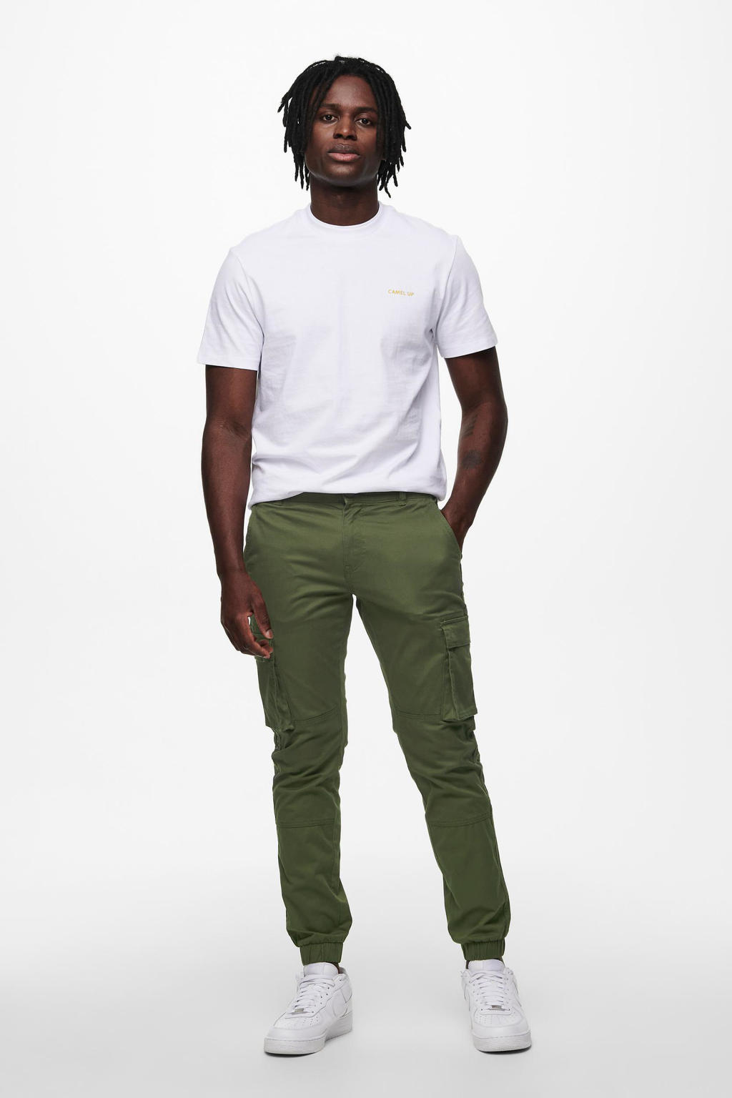 ONLY & SONS tapered fit broek ONSCAM STAGE  olive night