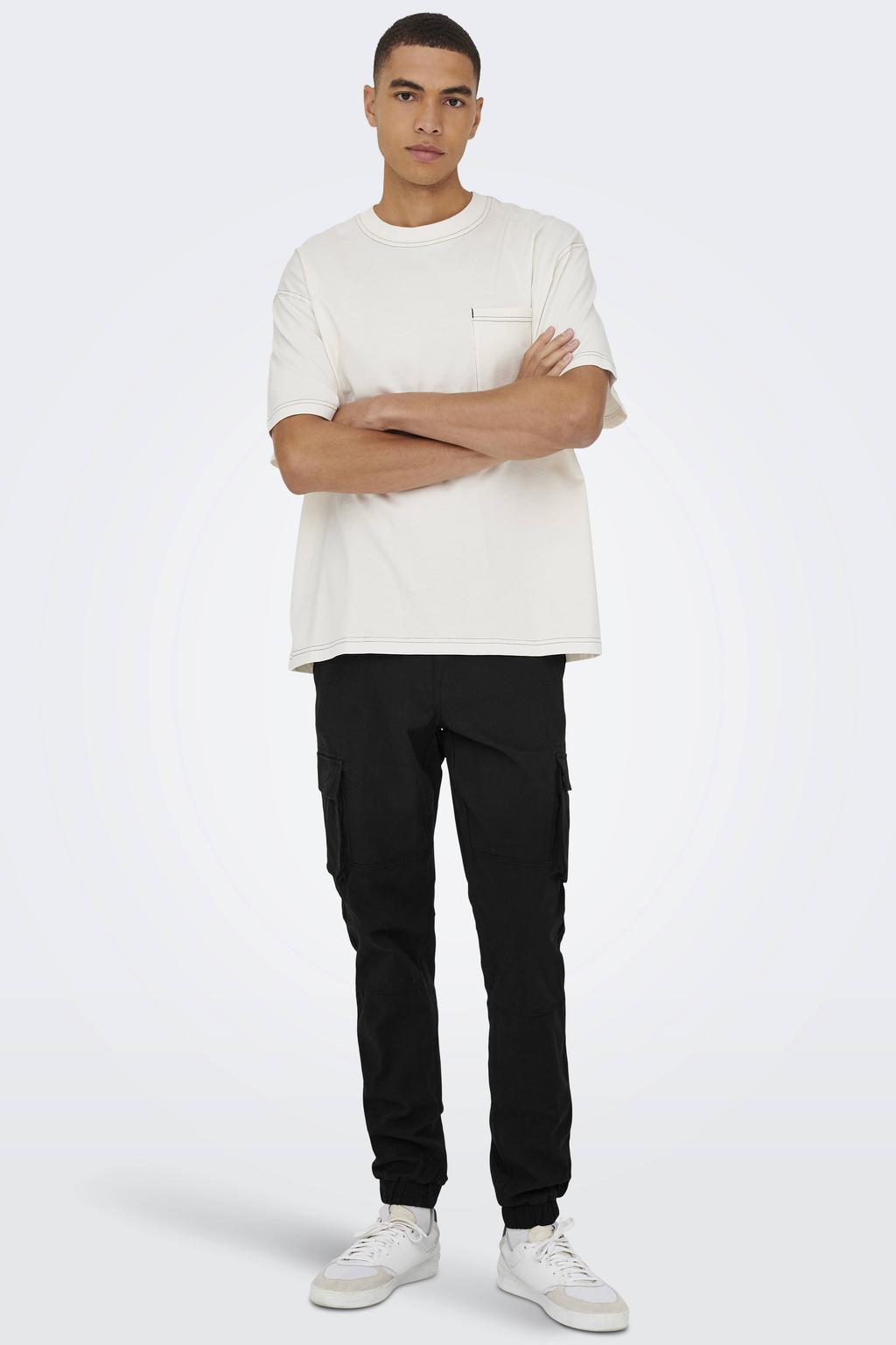 ONLY & SONS tapered fit broek ONSCAM zwart