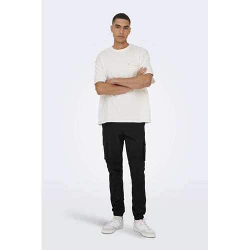 ONLY & SONS tapered fit broek ONSCAM zwart afbeelding