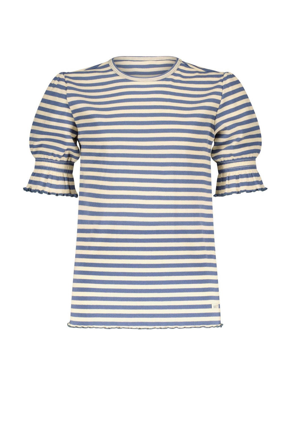Donkerblauw en witte meisjes NoBell’ gestreept T-shirt Kloë van stretchkatoen met korte mouwen en ronde hals