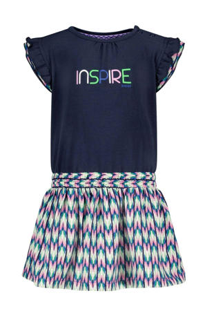 baby jurk B.Inspiring met tekst donkerblauw/wit