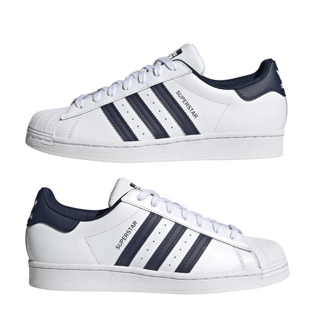 Knikken atmosfeer paneel adidas Originals Superstar sneakers wit/donkerblauw | wehkamp