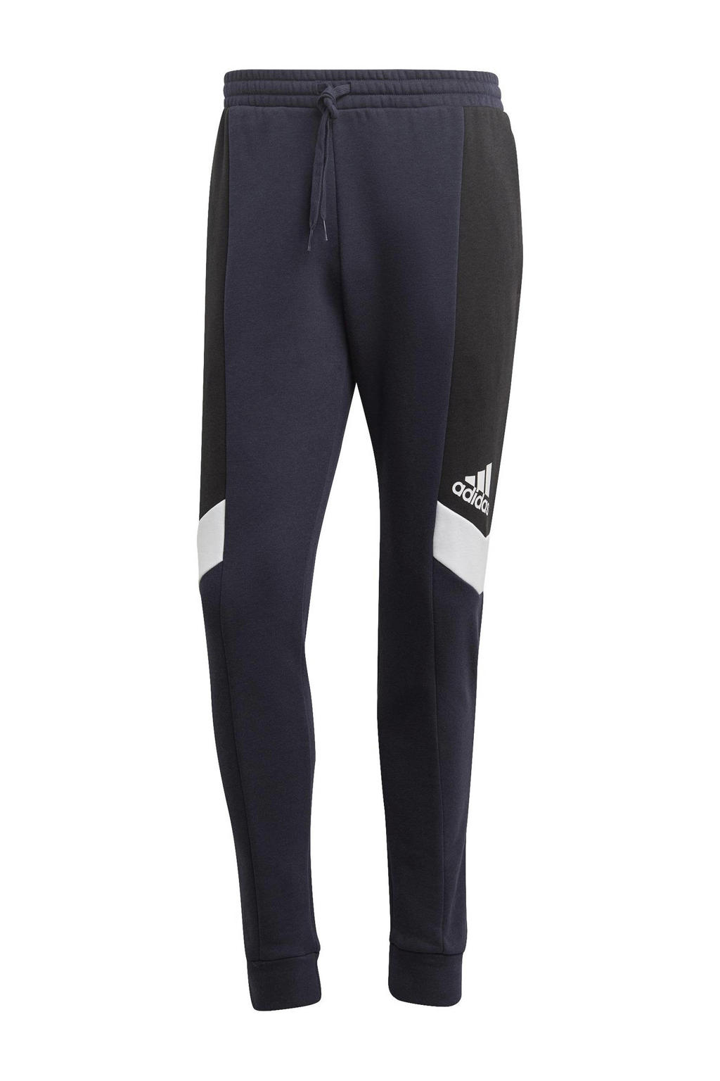 Donkerblauw en zwarte heren adidas Sportswear joggingbroek van katoen met regular fit en elastische tailleband met koord