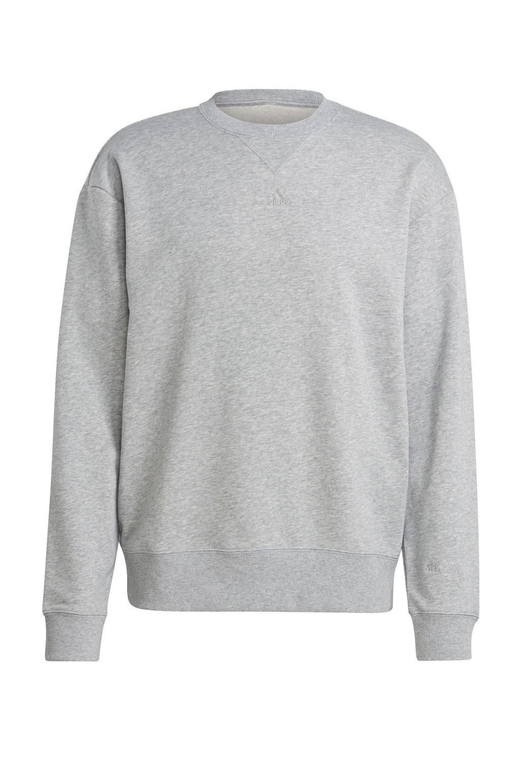 Grijs melange heren adidas Sportswear sweater melange van katoen met lange mouwen en ronde hals