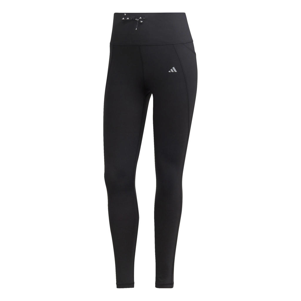 Zwarte dames adidas Performance harloopbroek van polyester met slim fit, regular waist en effen