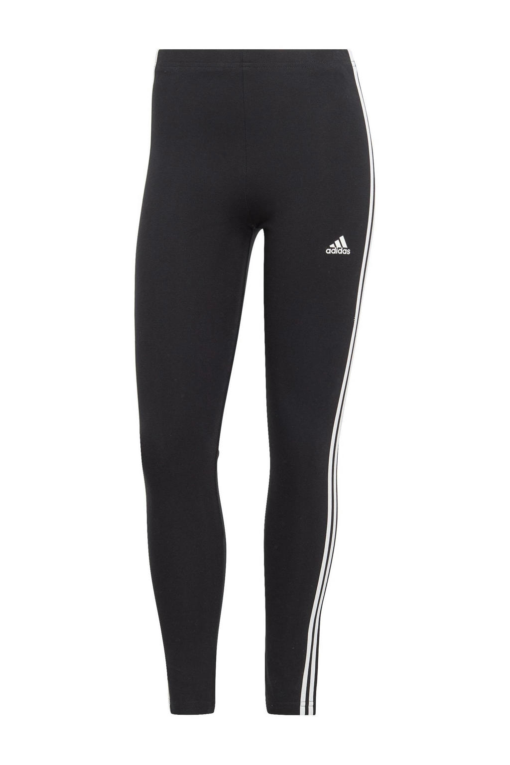Zwart en witte dames adidas Sportswear legging van katoen met slim fit, high waist en effen