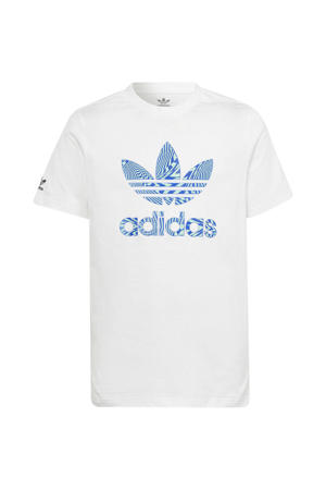 Adicolor T-shirt wit/blauw