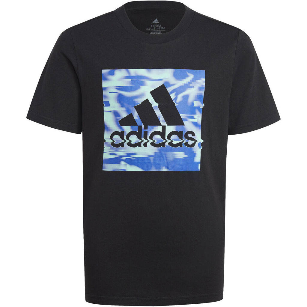 Vreemdeling schoolbord Feest adidas Sportswear T-shirt met printopdruk zwart/blauw | wehkamp
